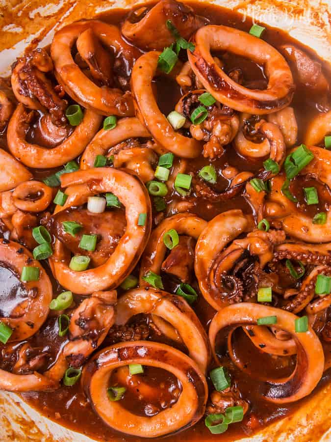 Savory Delight: Tomato Squid Stir-Fry